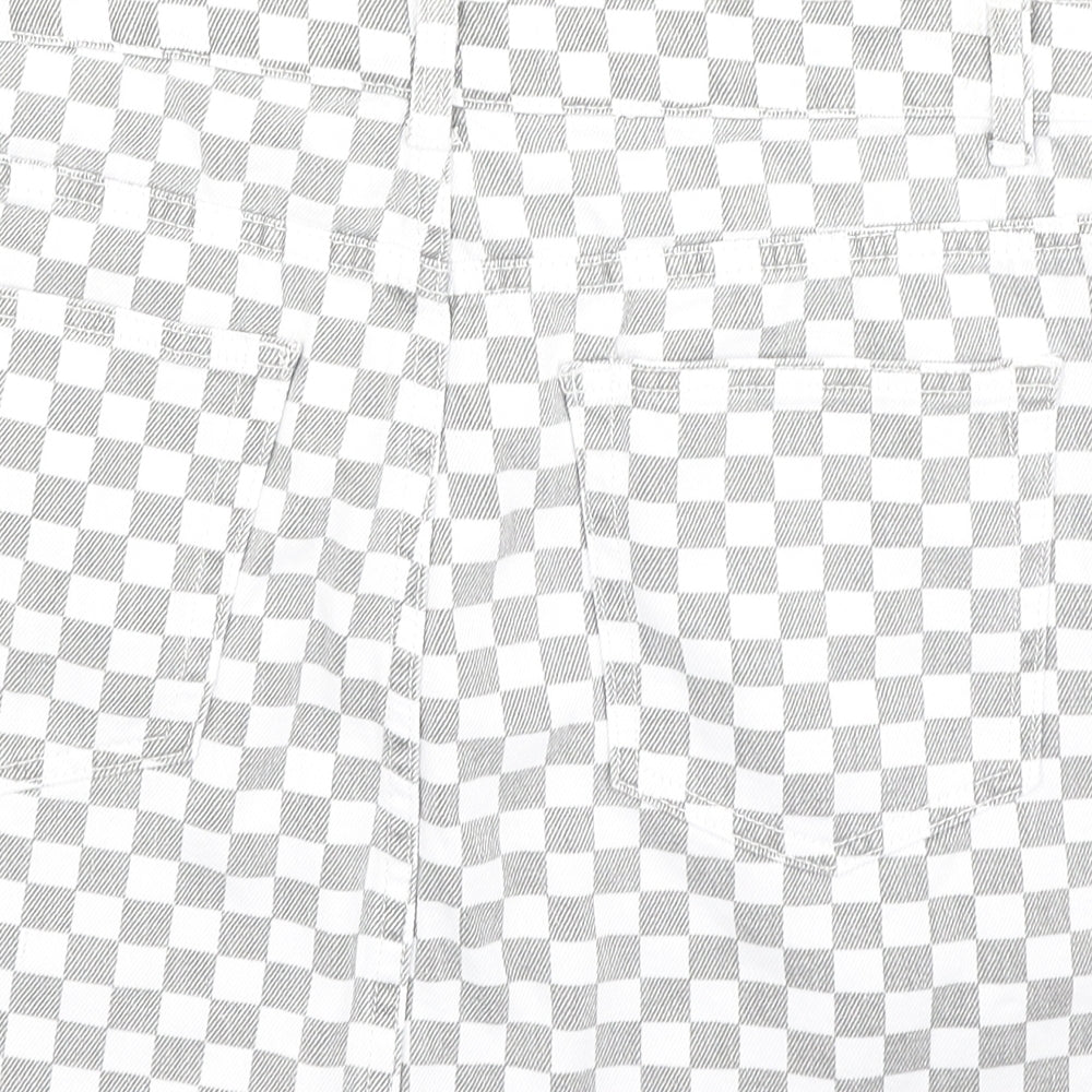 Momokron Womens Grey Check Cotton Mini Skirt Size 12