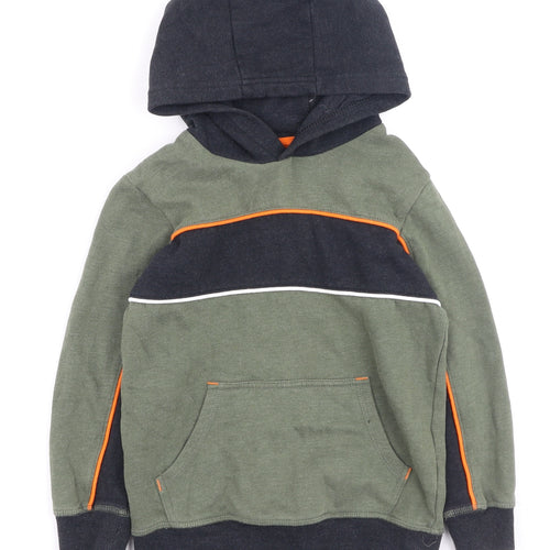 Preworn Boys Green  Cotton Pullover Hoodie Size 7 Years