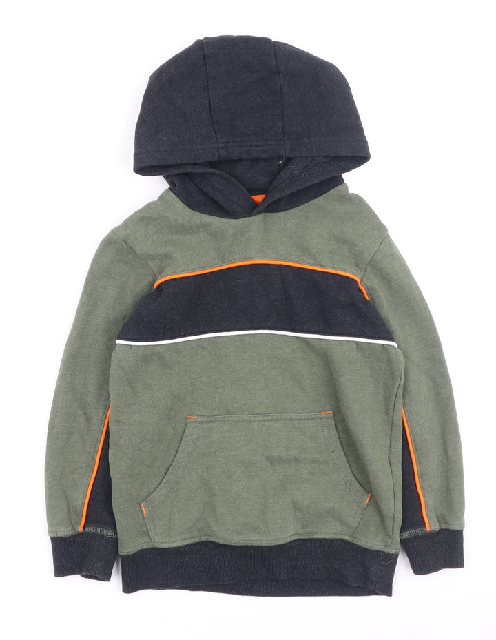 Preworn Boys Green  Cotton Pullover Hoodie Size 7 Years