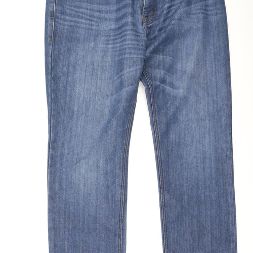 Preworn Womens Blue  Cotton Straight Jeans Size 36 L31 in Regular