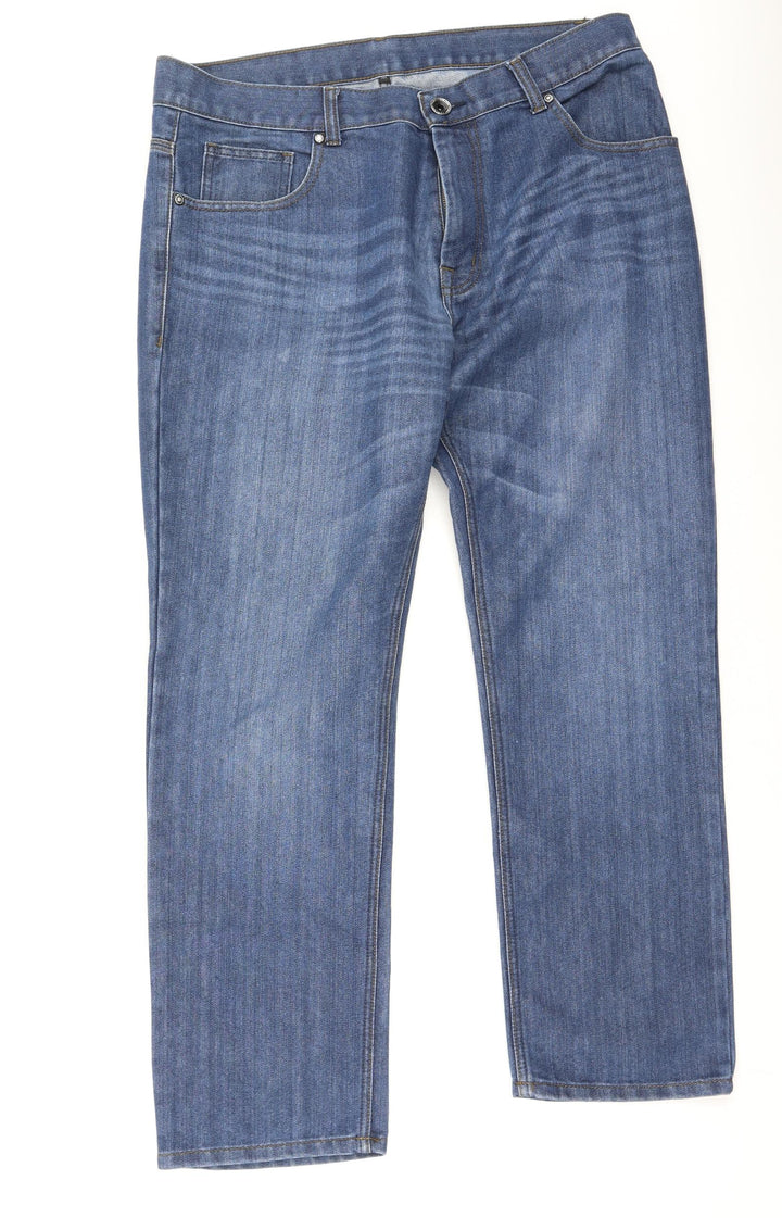 Preworn Womens Blue Cotton Straight Jeans Size 36 L31 in Regular