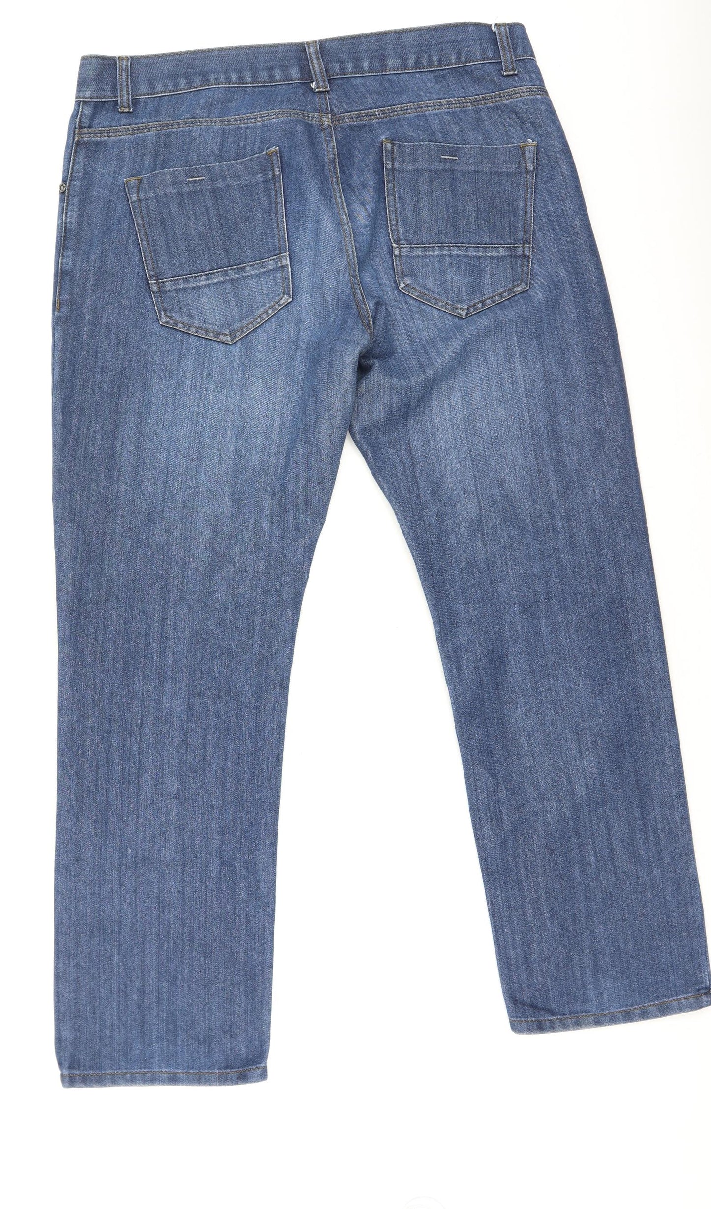 Preworn Womens Blue  Cotton Straight Jeans Size 36 L31 in Regular