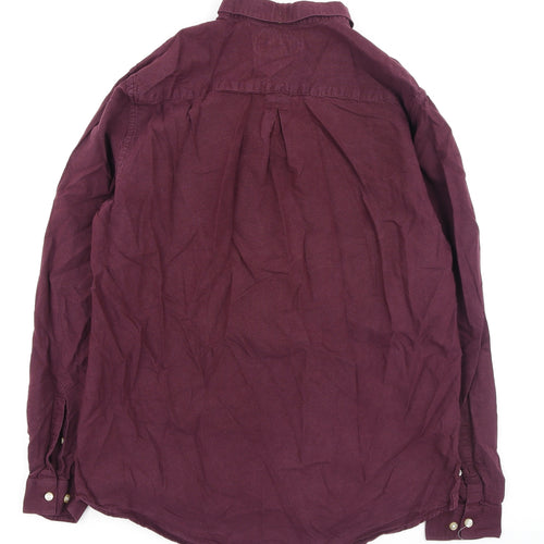 River Island  Mens Purple  Cotton  Button-Up Size L Collared