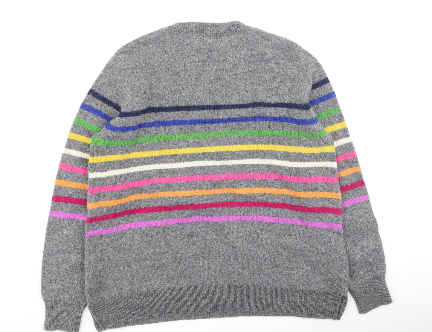 Woolovers Womens Multicoloured Round Neck Striped Wool Pullover Jumper Size L