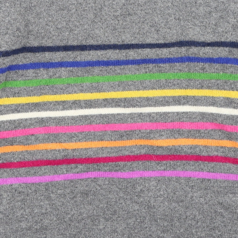 Woolovers Womens Multicoloured Round Neck Striped Wool Pullover Jumper Size L