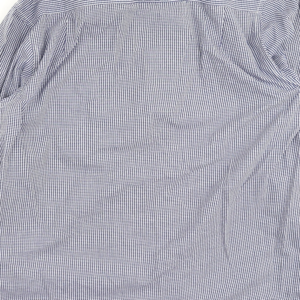 piene candini Mens Blue Check Polyester  Button-Up Size XL Collared