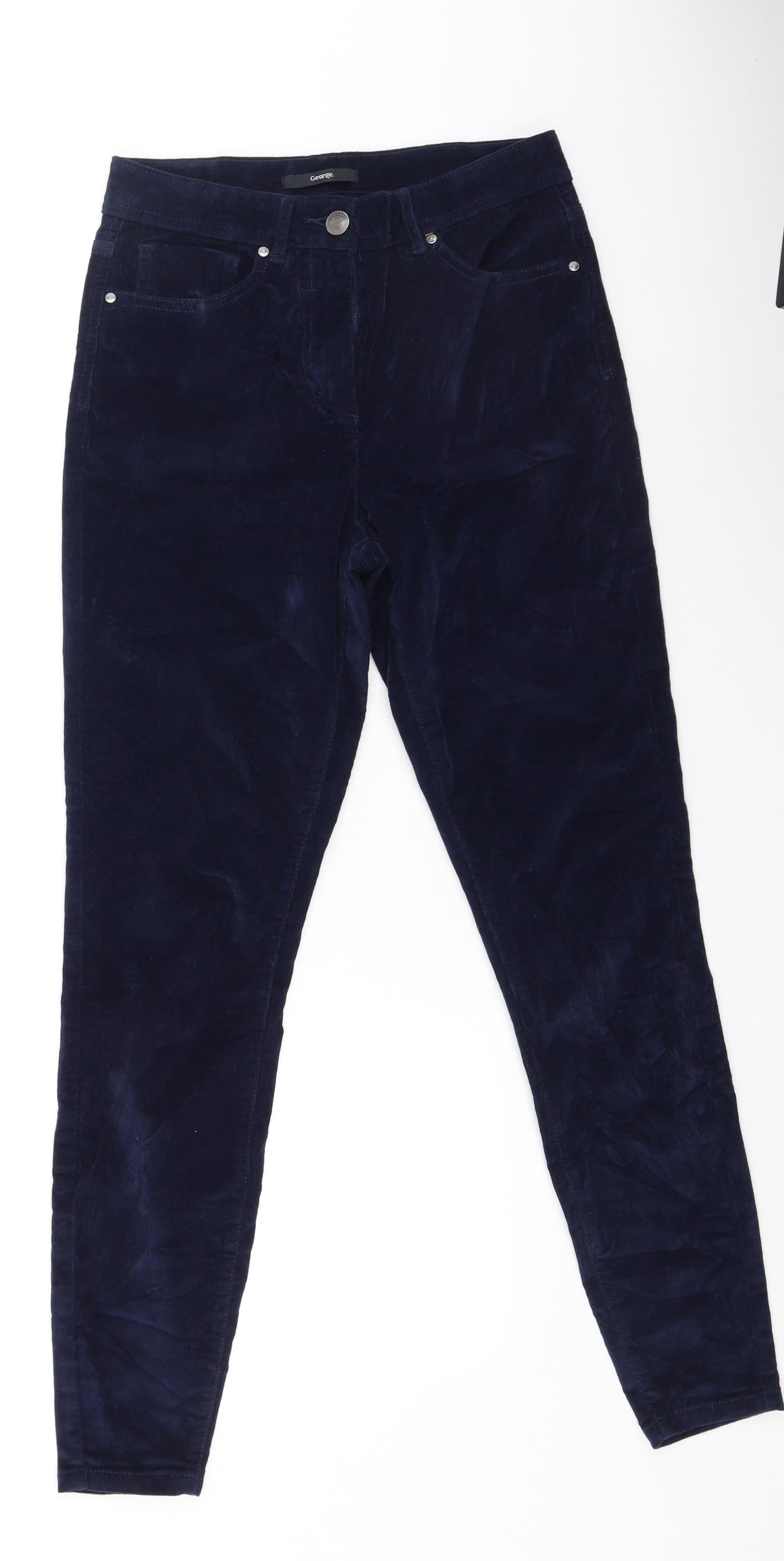 George  Womens Blue  Cotton Trousers  Size 8 L27 in Regular