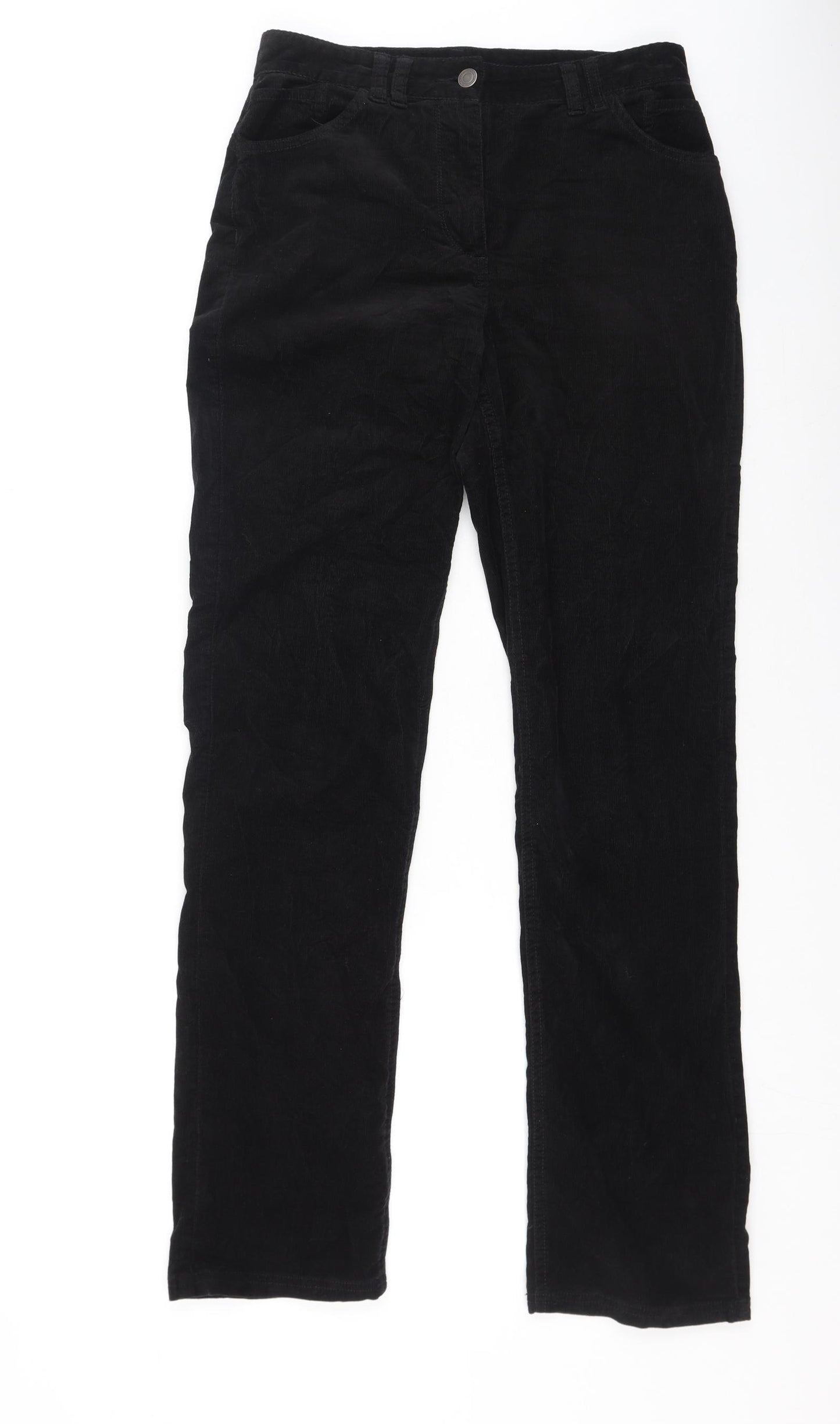 Marks and Spencer Womens Black  Cotton Trousers  Size 8 L27 in Regular