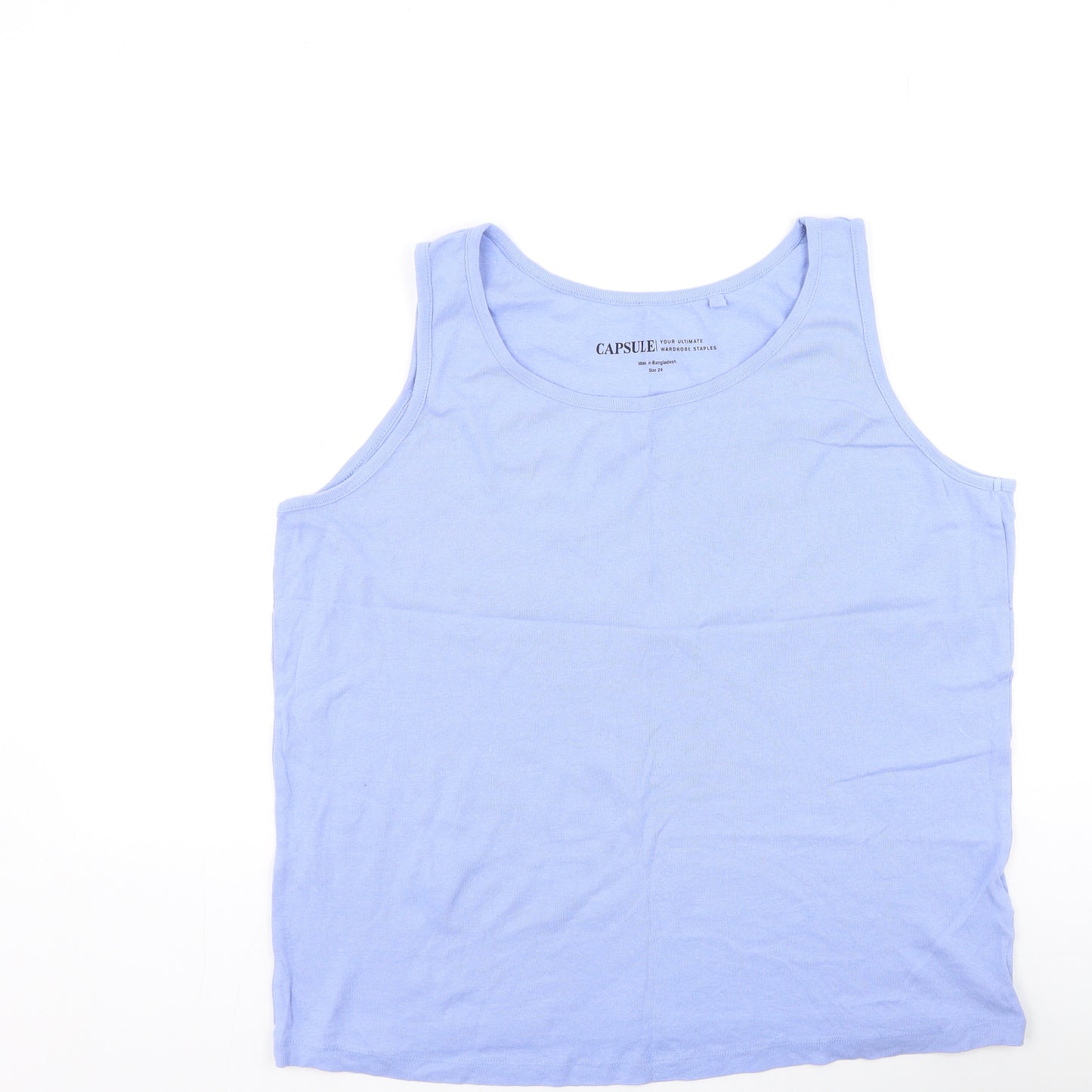 Capsule Womens Blue  Cotton Basic Tank Size 24 Round Neck