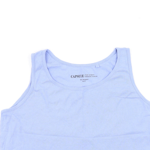 Capsule Womens Blue  Cotton Basic Tank Size 24 Round Neck