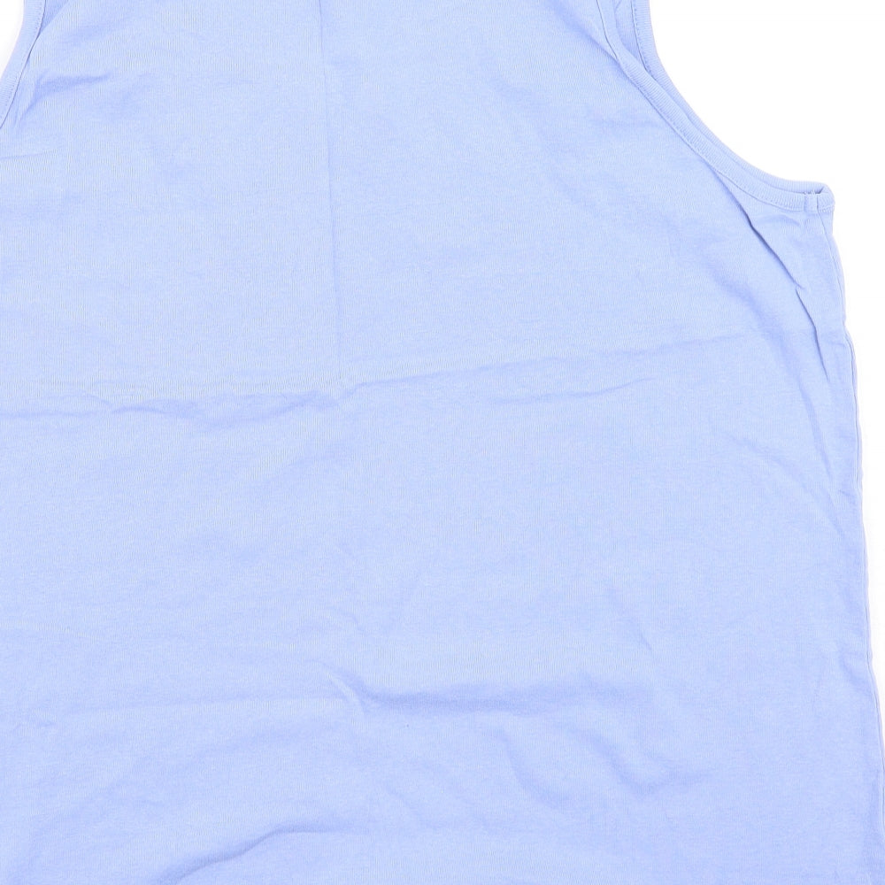 Capsule Womens Blue  Cotton Basic Tank Size 24 Round Neck