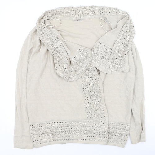 TU Womens Beige V-Neck  Cotton Cardigan Jumper Size M