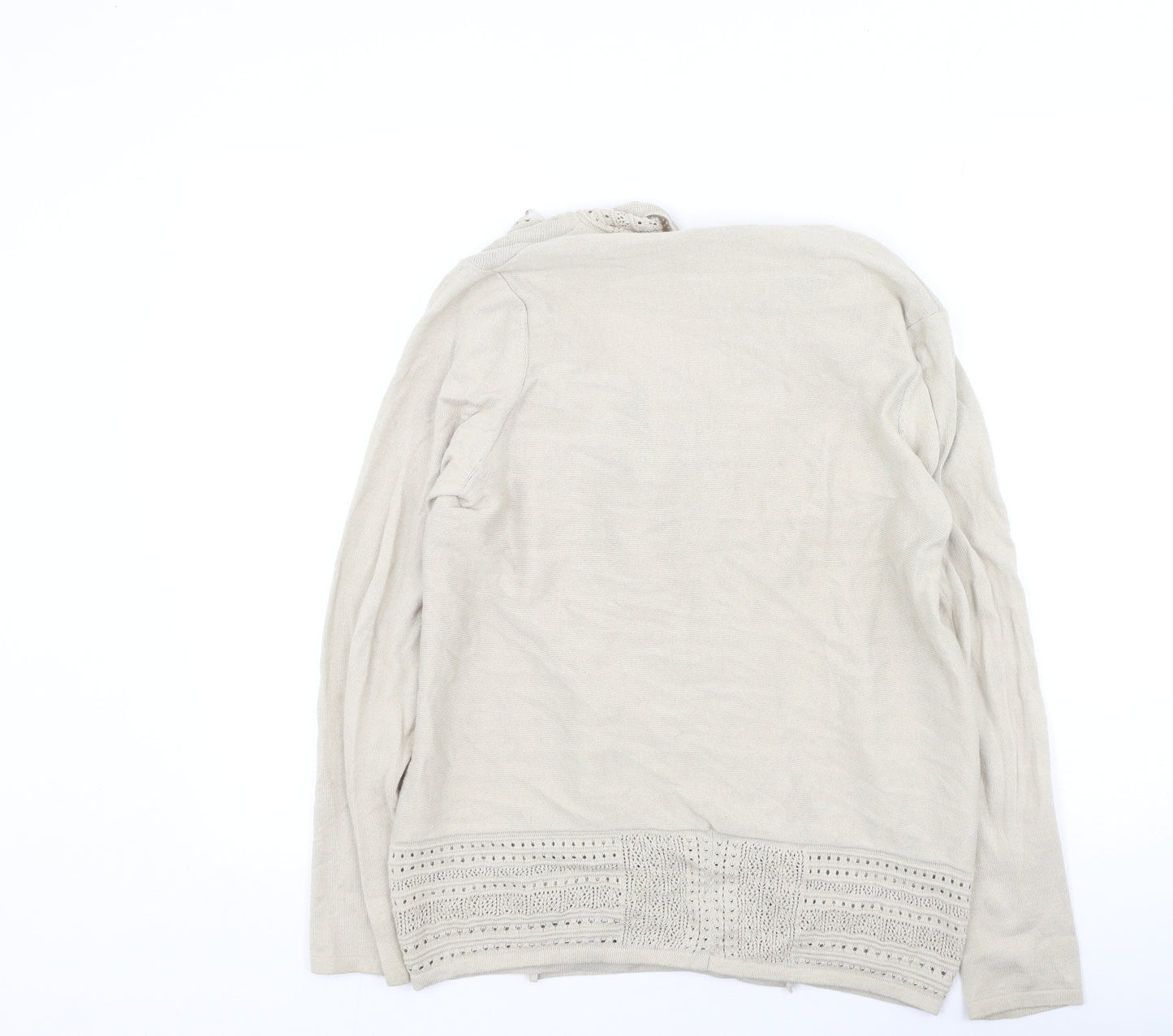 TU Womens Beige V-Neck  Cotton Cardigan Jumper Size M