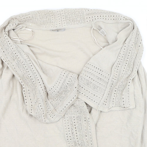 TU Womens Beige V-Neck  Cotton Cardigan Jumper Size M