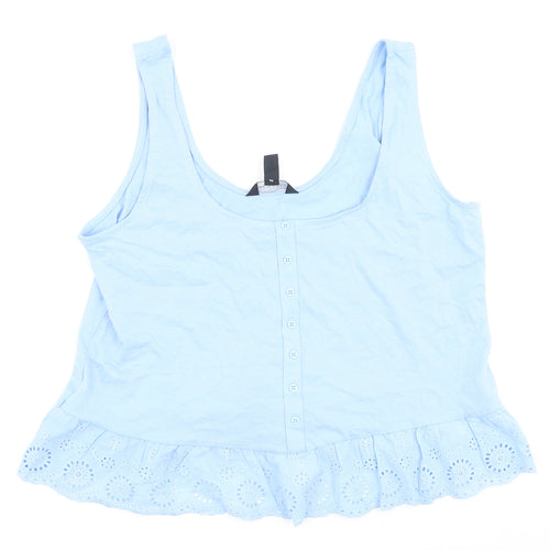 New Look Womens Blue  Cotton Camisole Tank Size 14 Round Neck
