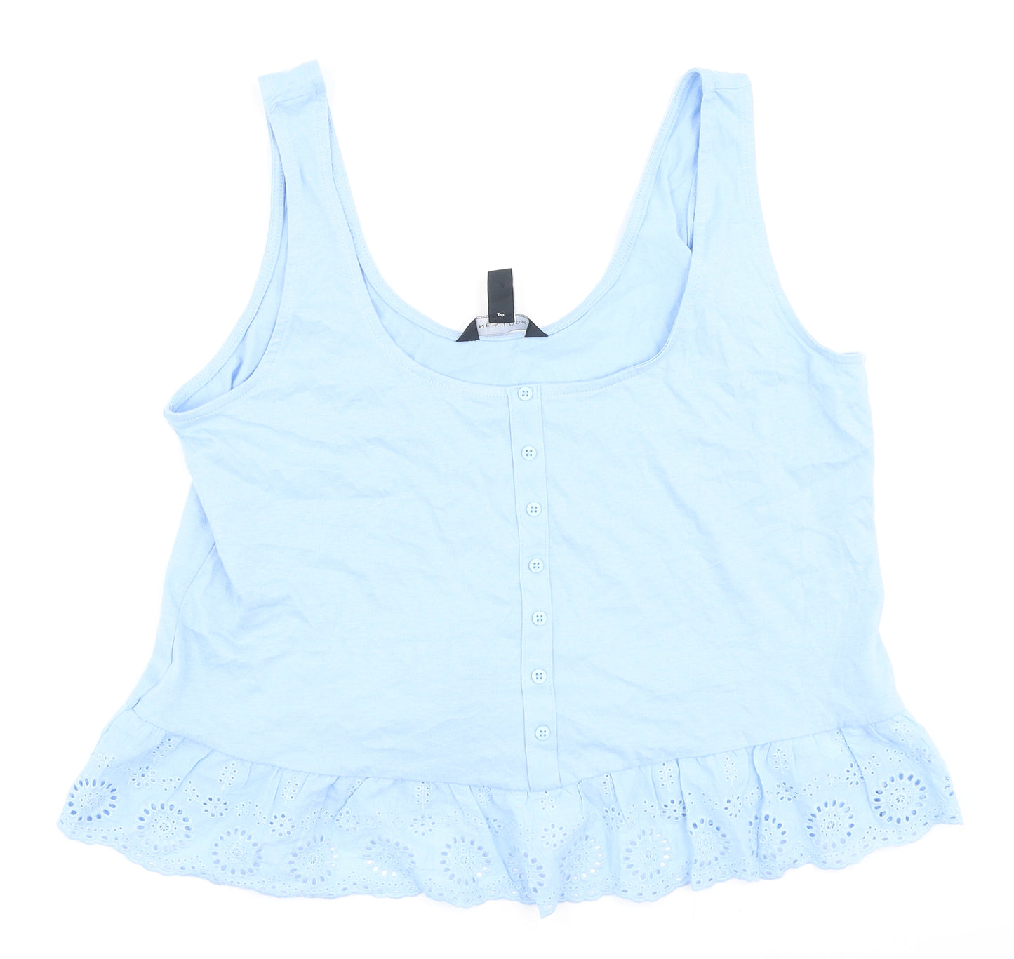 New Look Womens Blue  Cotton Camisole Tank Size 14 Round Neck