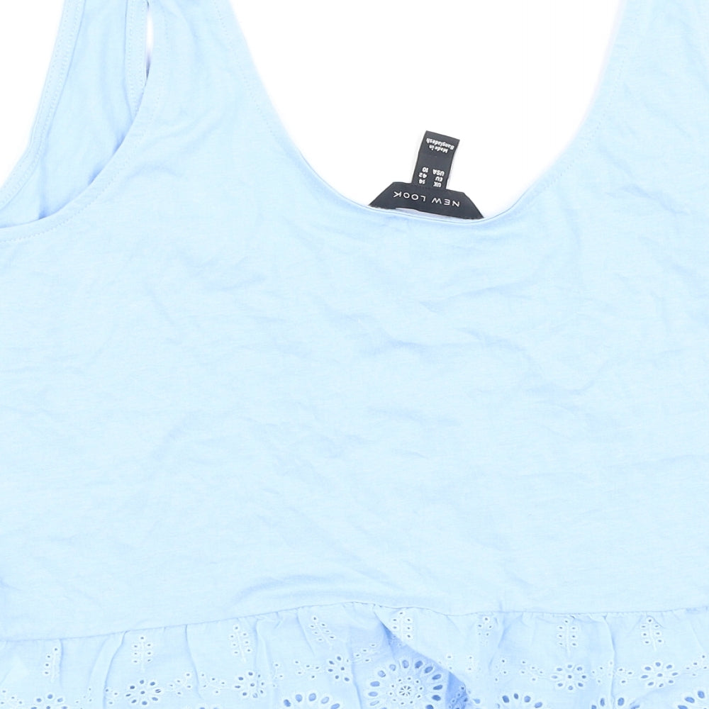 New Look Womens Blue  Cotton Camisole Tank Size 14 Round Neck
