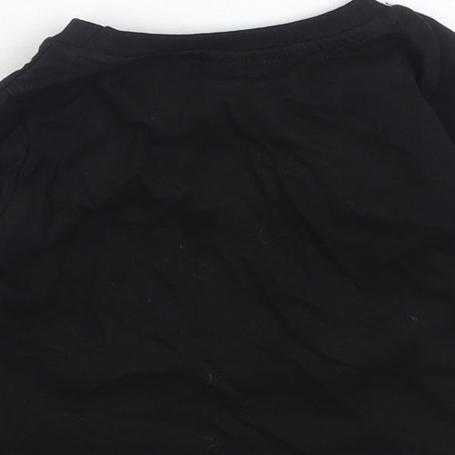 Preworn Boys Black  Cotton Basic Dress Shirt Size 9-12 Months Round Neck