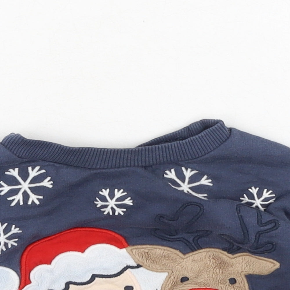Dunnes Stores Boys Blue  Cotton Pullover Jumper Size 6-9 Months   - Christmas Jumper