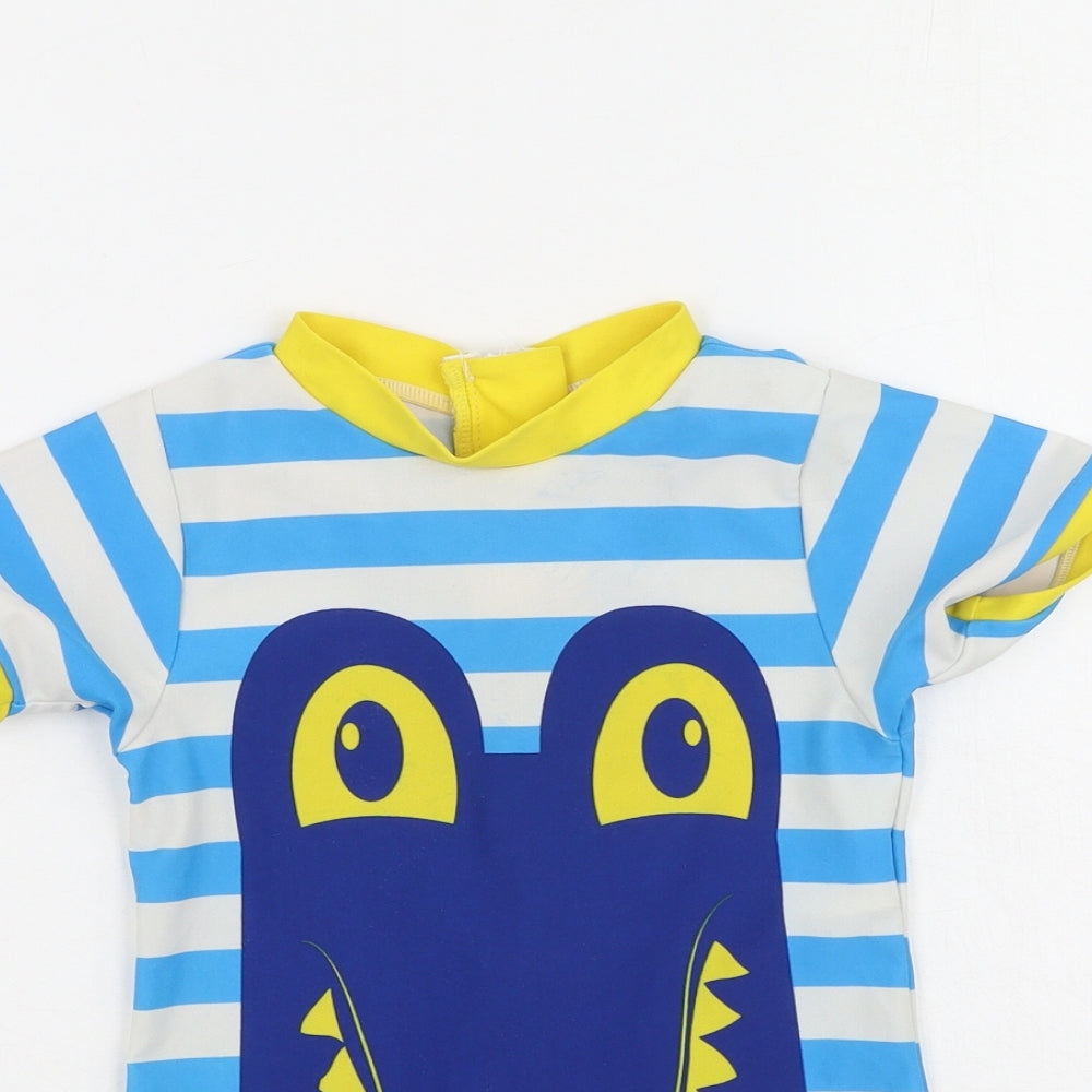 Ladybird Boys Multicoloured Striped Polyamide Basic T-Shirt Size 3-4 Years Round Neck  - swimsuit