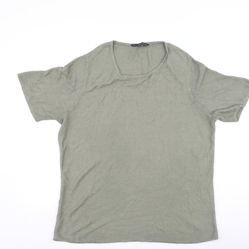 Bonmarche Womens Green  Acrylic Basic T-Shirt Size 20 V-Neck