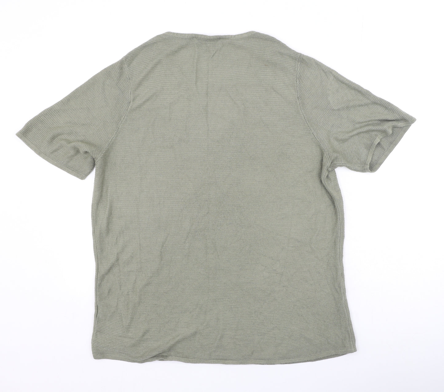 Bonmarche Womens Green  Acrylic Basic T-Shirt Size 20 V-Neck