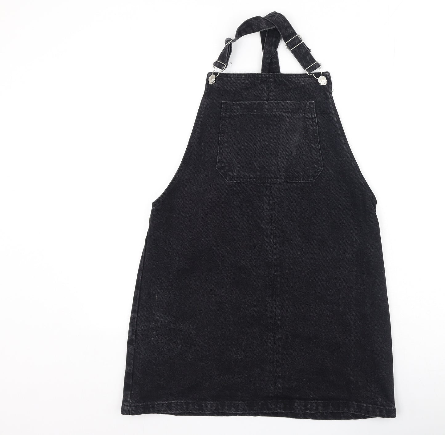 Topshop Womens Grey  Cotton Pinafore/Dungaree Dress  Size 12  Square Neck