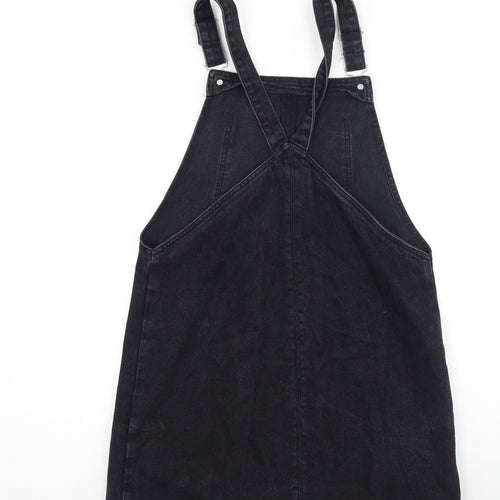 Topshop Womens Grey  Cotton Pinafore/Dungaree Dress  Size 12  Square Neck