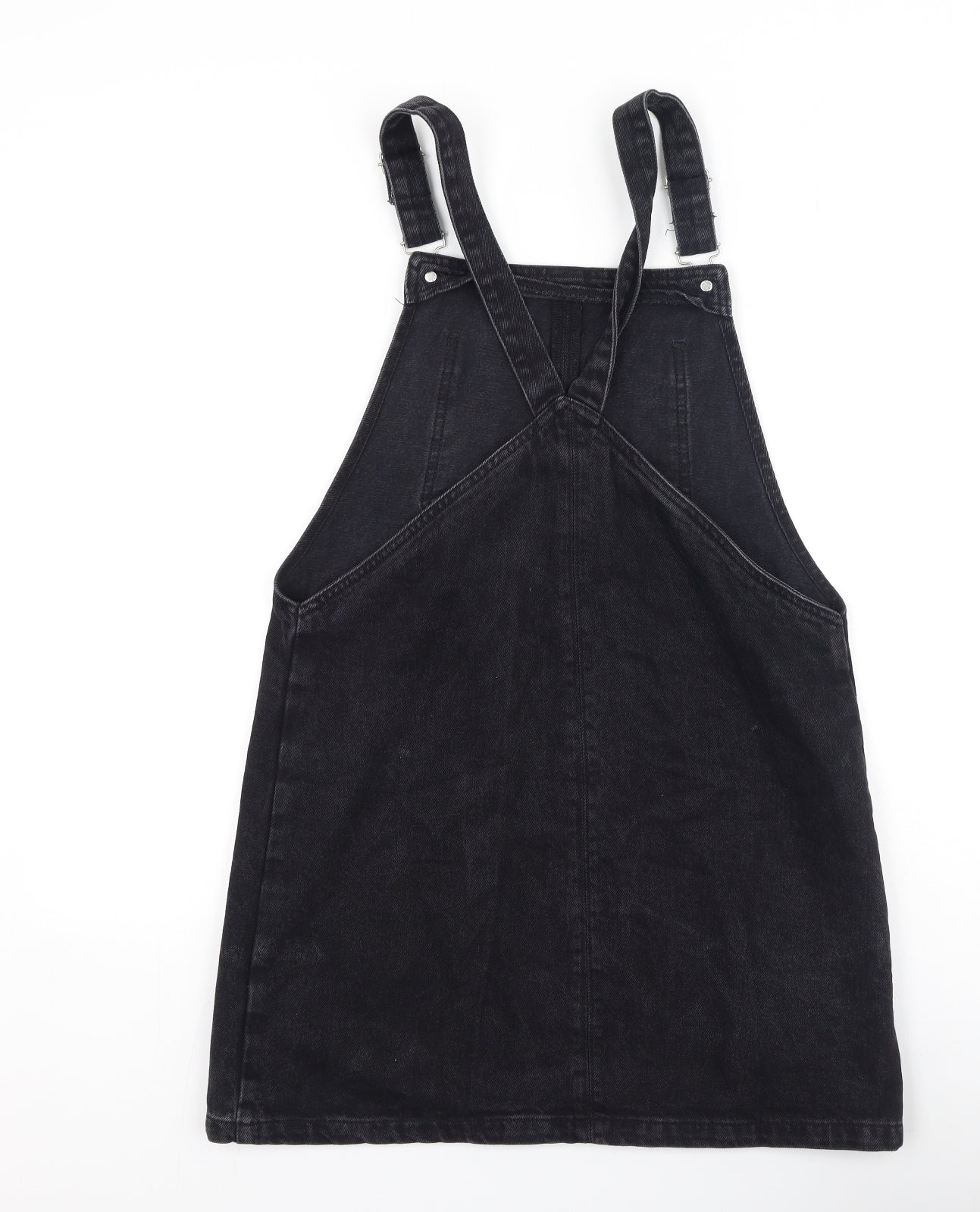Topshop Womens Grey  Cotton Pinafore/Dungaree Dress  Size 12  Square Neck