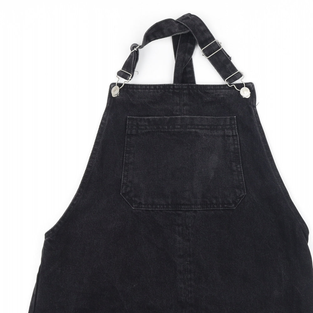 Topshop Womens Grey  Cotton Pinafore/Dungaree Dress  Size 12  Square Neck