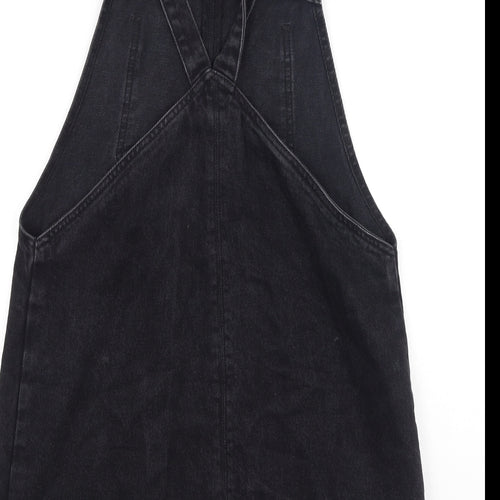 Topshop Womens Grey  Cotton Pinafore/Dungaree Dress  Size 12  Square Neck