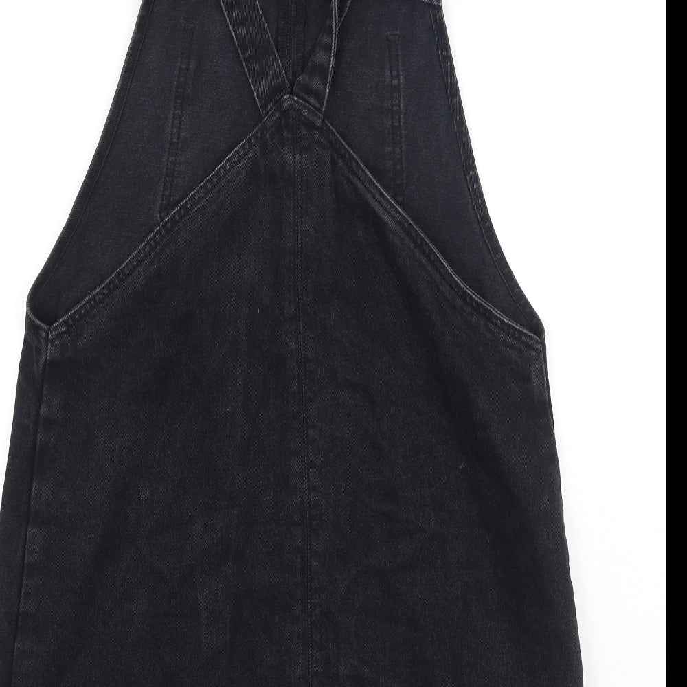 Topshop Womens Grey  Cotton Pinafore/Dungaree Dress  Size 12  Square Neck