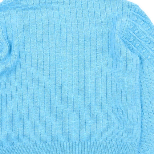 F&F Womens Blue V-Neck  Acrylic Pullover Jumper Size 14