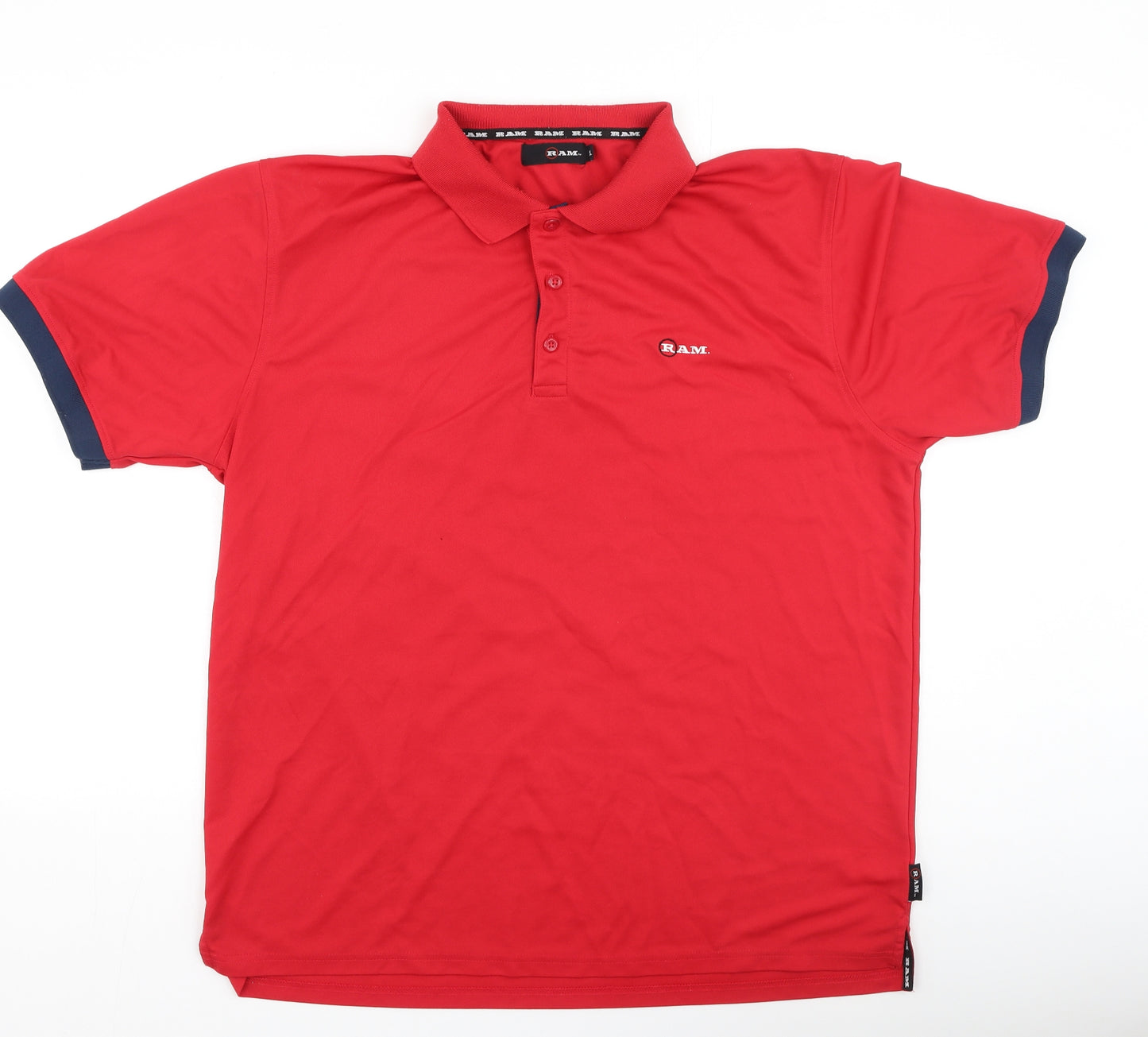 RAM Mens Red  Polyester  Polo Size 2XL Collared
