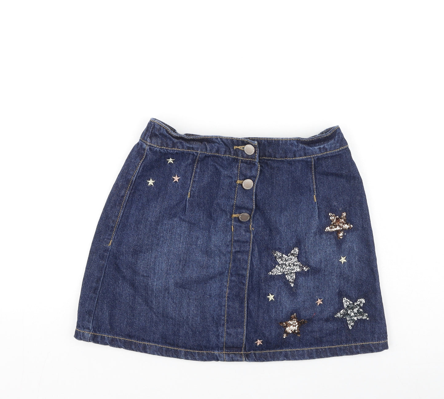 NEXT Girls Blue  Cotton Mini Skirt Size 11 Years  Regular