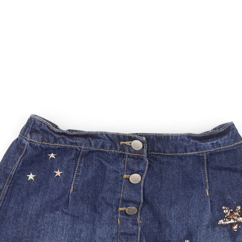 NEXT Girls Blue  Cotton Mini Skirt Size 11 Years  Regular