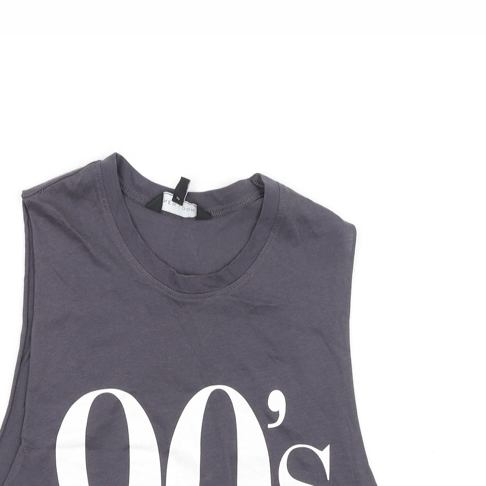 New Look Womens Grey  Polyester Camisole Tank Size 8 Round Neck
