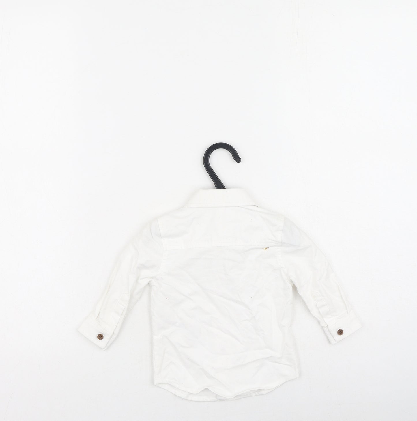 Marks and Spencer Boys White  Cotton Basic Dress Shirt Size 3-6 Months Collared