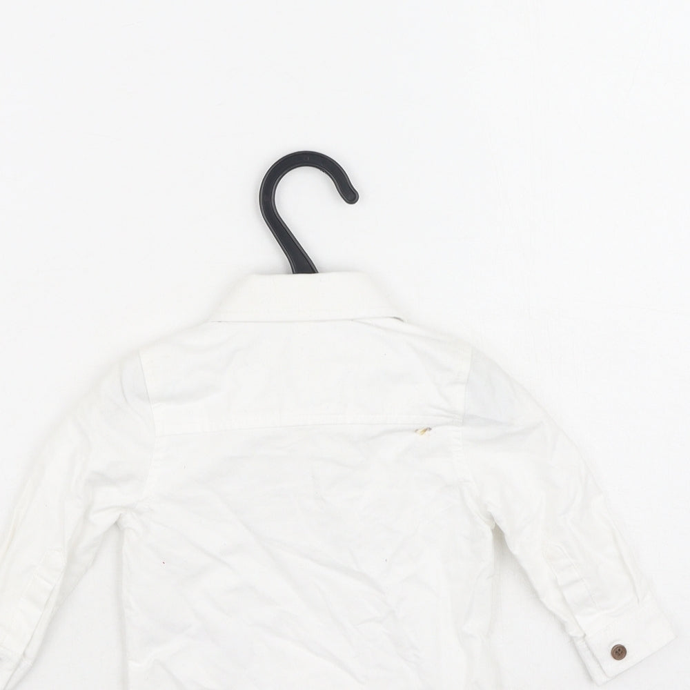 Marks and Spencer Boys White  Cotton Basic Dress Shirt Size 3-6 Months Collared