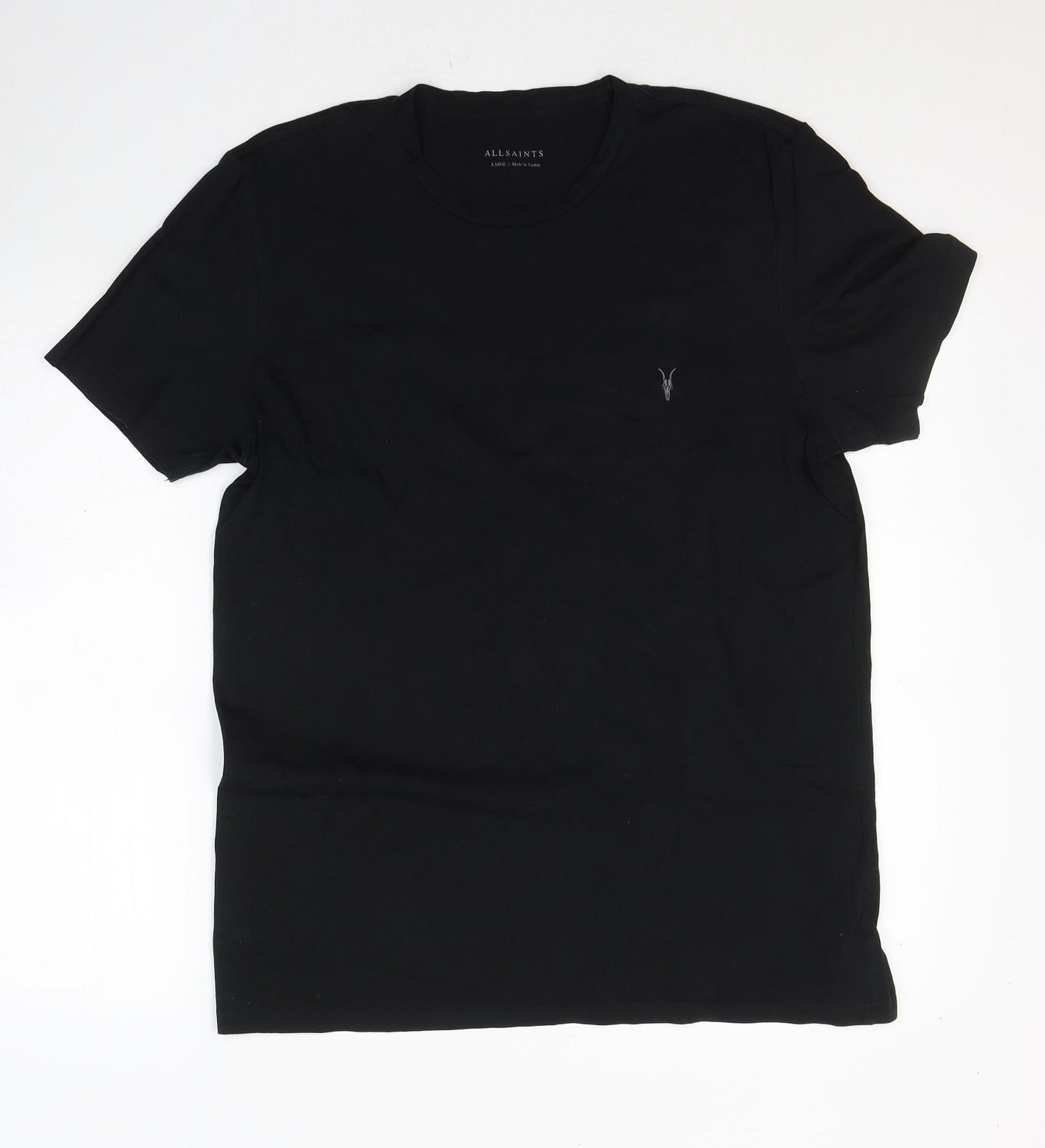 AllSaints Mens Black  Cotton  T-Shirt Size L Round Neck