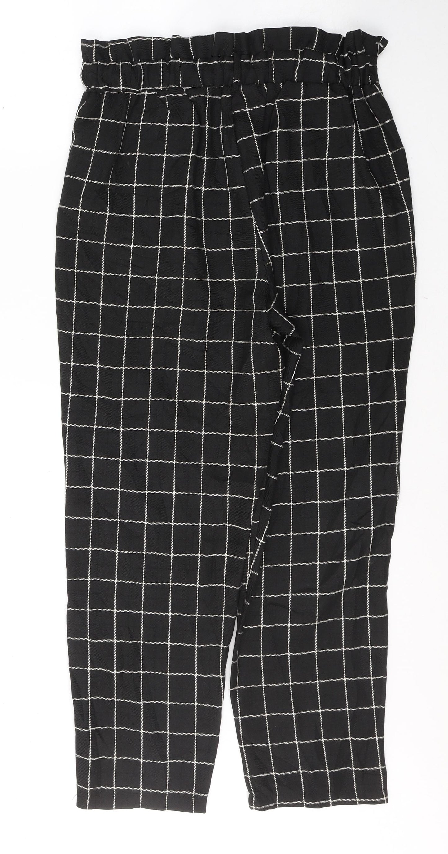Quiz Womens Black Check Polyester Trousers  Size 10 L26 in Regular