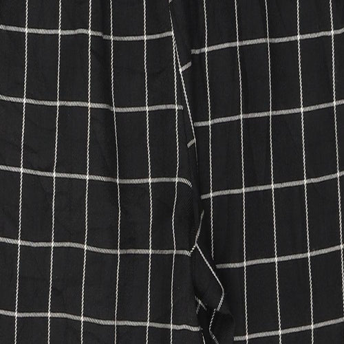 Quiz Womens Black Check Polyester Trousers  Size 10 L26 in Regular