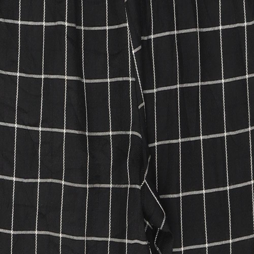Quiz Womens Black Check Polyester Trousers  Size 10 L26 in Regular
