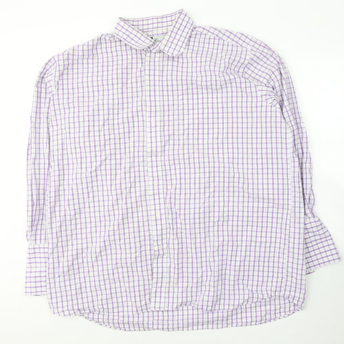 Grellie Mens White Plaid Cotton  Button-Up Size XL Collared Button
