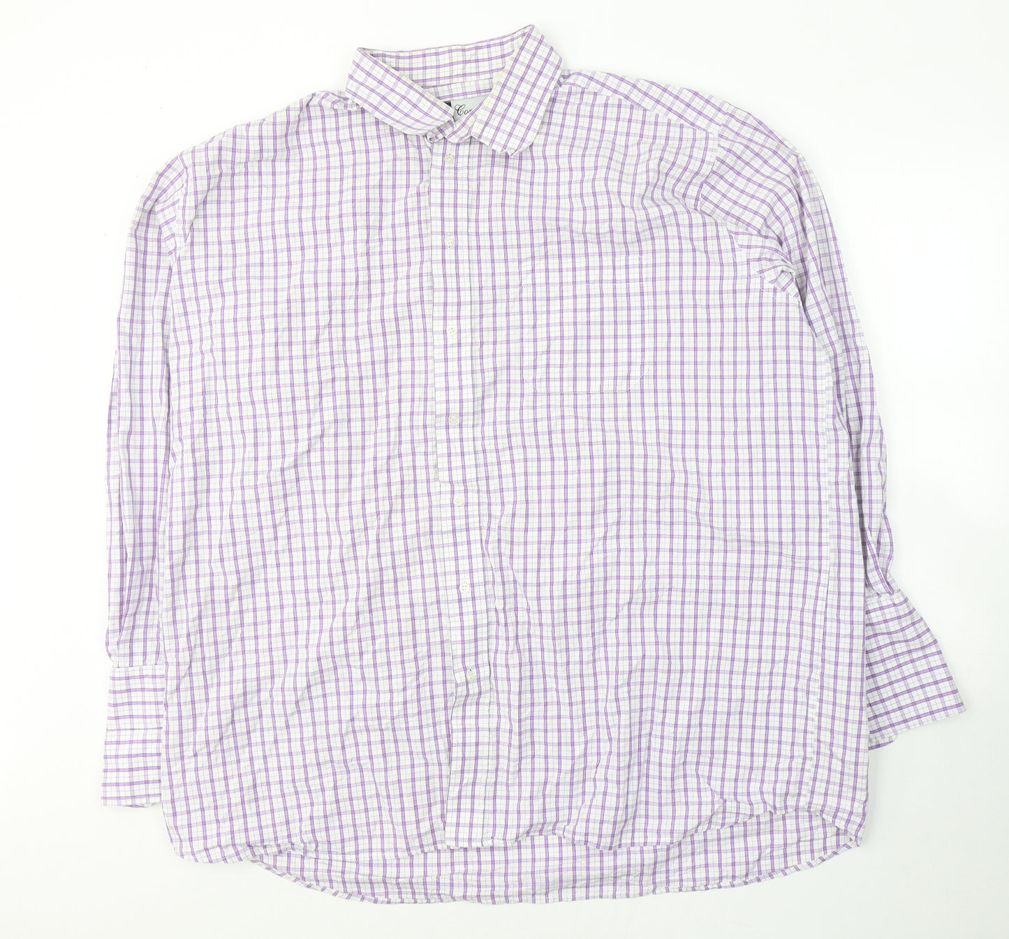 Grellie Mens White Plaid Cotton  Button-Up Size XL Collared Button