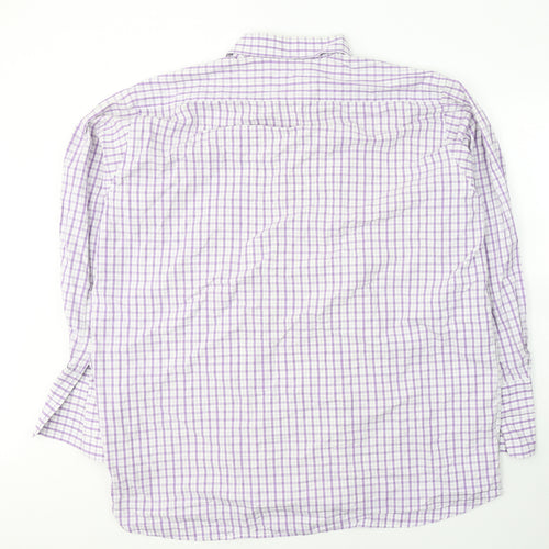 Grellie Mens White Plaid Cotton  Button-Up Size XL Collared Button