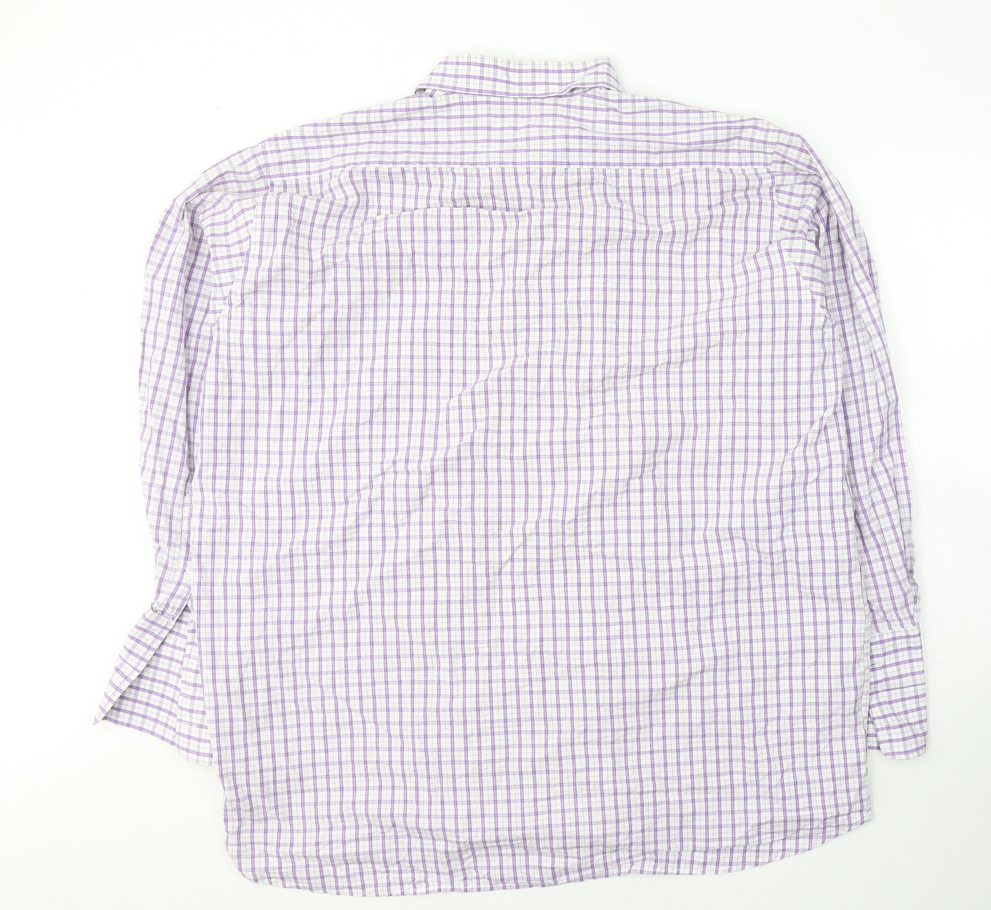 Grellie Mens White Plaid Cotton  Button-Up Size XL Collared Button