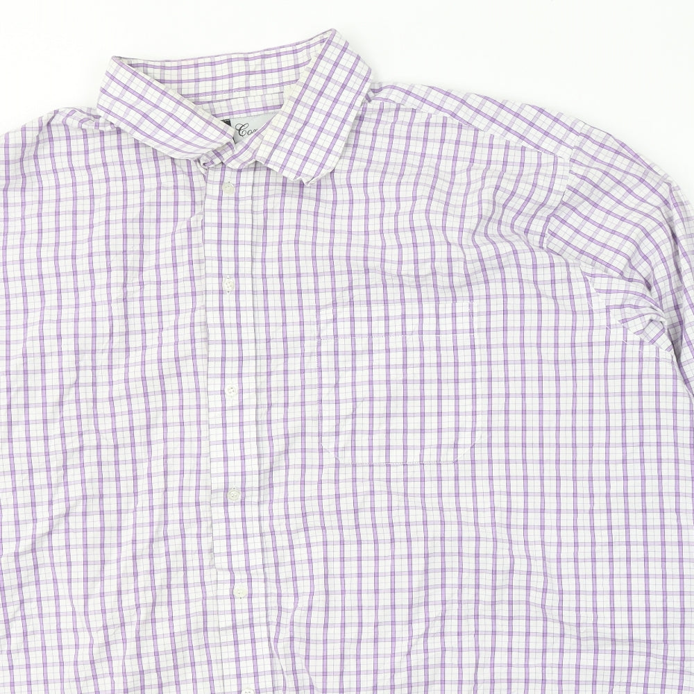 Grellie Mens White Plaid Cotton  Button-Up Size XL Collared Button