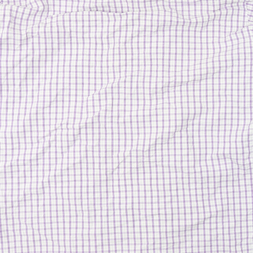 Grellie Mens White Plaid Cotton  Button-Up Size XL Collared Button