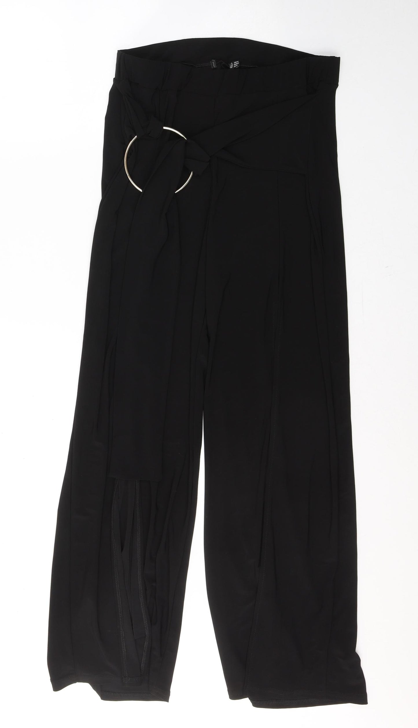 Preworn Womens Black  Polyester Trousers  Size 14 L28 in Regular